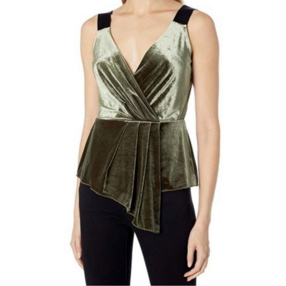 BAILEY44 Womens Green Stretch Sleeveless Surplice Neckline Evening Peplum Top S